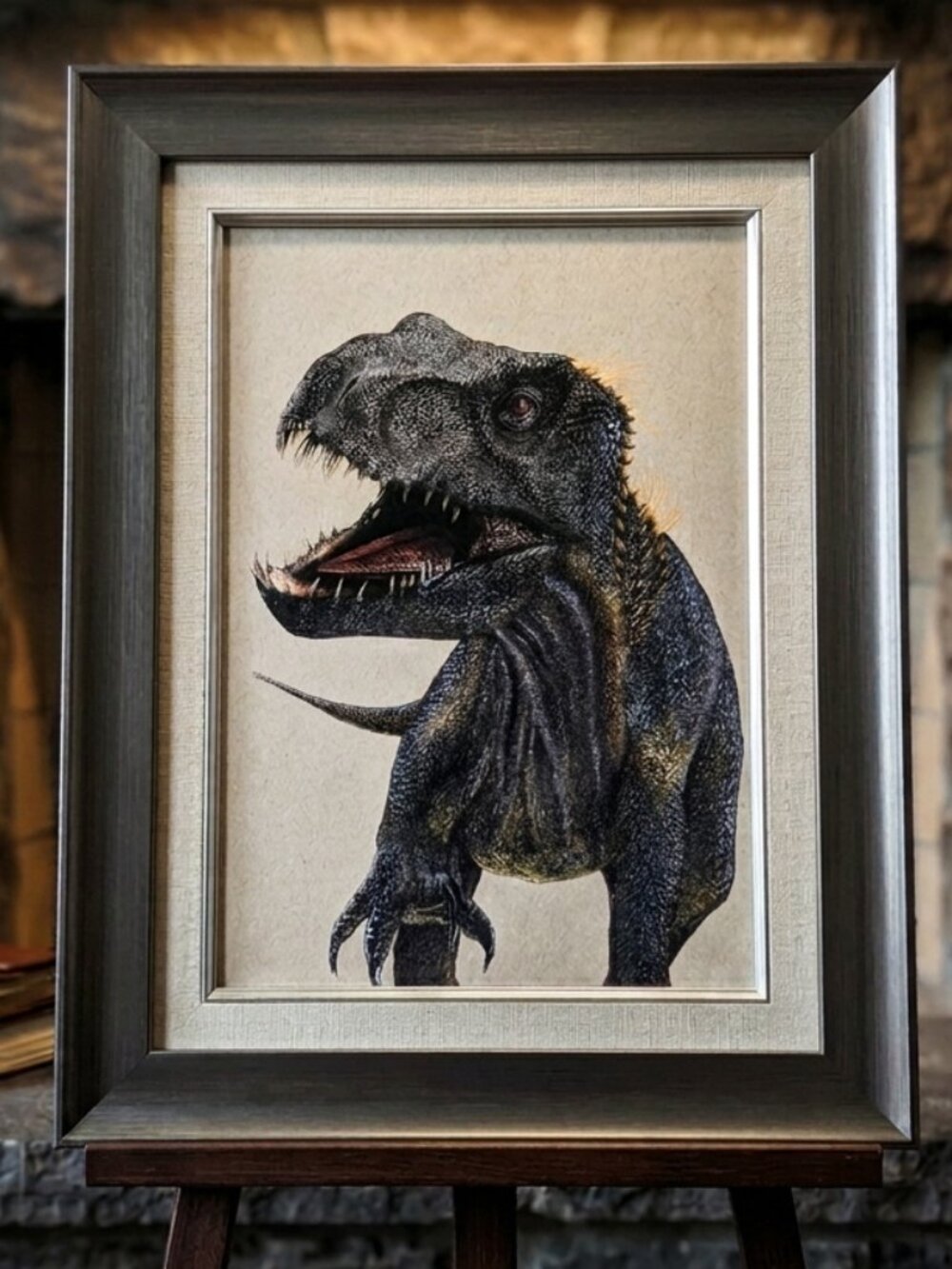 Raptor Drawing Fine Art Print Signed Dinosaur Artwork Aesthetic Decor Gift Idea